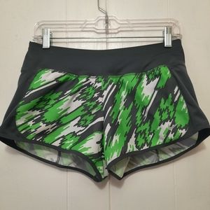 Nike Women Tempo Running Shorts Dri Fit Sz S Green Gray Fitness Built In Liner